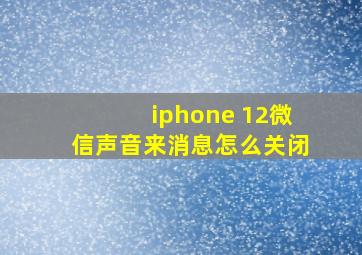 iphone 12微信声音来消息怎么关闭